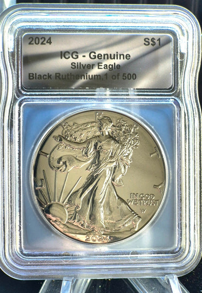 2024 ICG American Silver Eagle Black Ruthenium Edition. 1 oz Silver **1 of 500**