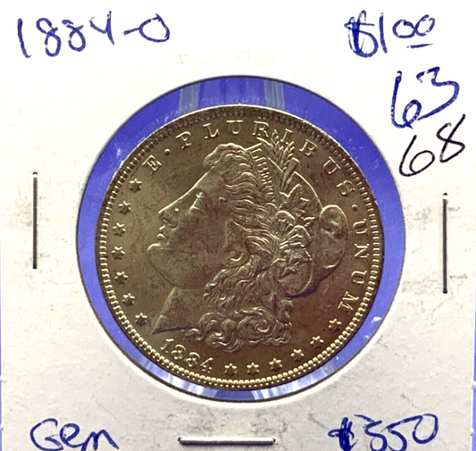 1884-O Morgan 90% Silver Dollar BU Gem Shiny, Bright, Well Struck Coin