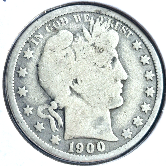 1900 O Barber Half Dollar 90% Silver 50C Circulated Condition Partial Motto