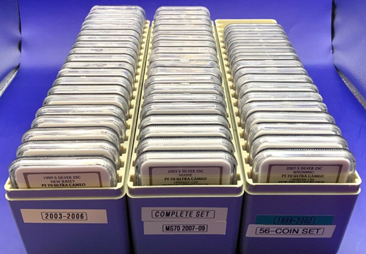 Complete Set SILVER State Quarters & Territories NGC PF70 UCAM  RARE Proof Coins