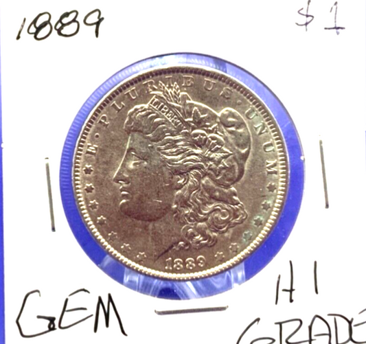 1889 TONED UNCIRCULATED Morgan 90% Silver Dollar BU Gem Shiny Coin