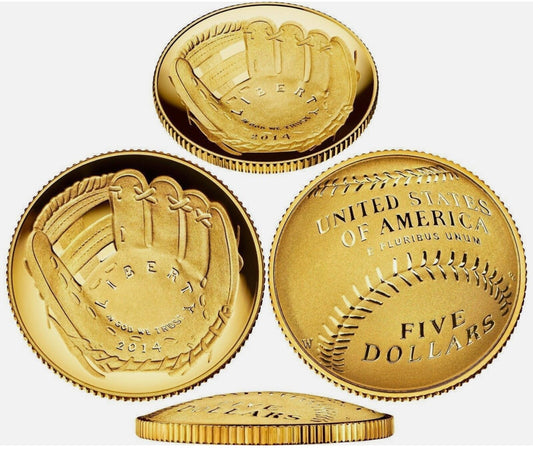 🔥 2014 W National Baseball Hall of Fame Gold 💰PROOF $5 Coin HOF US Mint  ✅