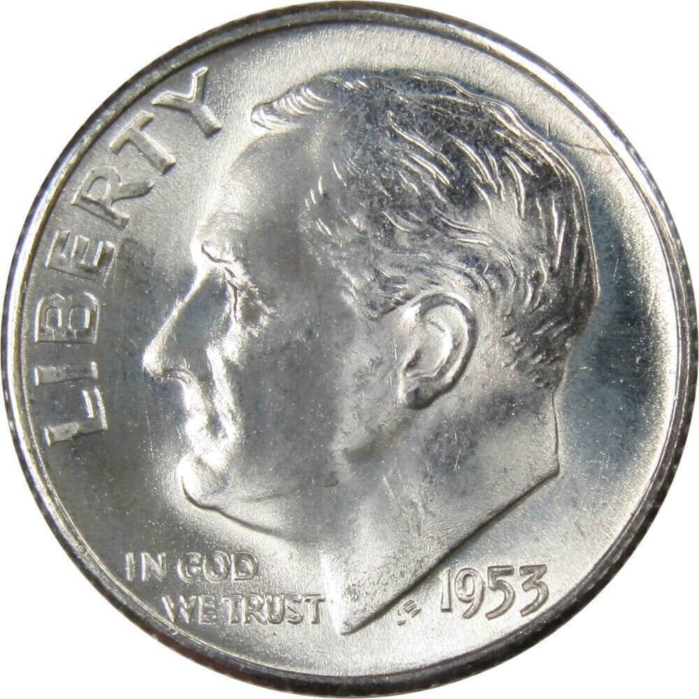 1953S Roosevelt Dime 90% SILVER Gem BU Brilliant Uncirculated Bright White Shiny