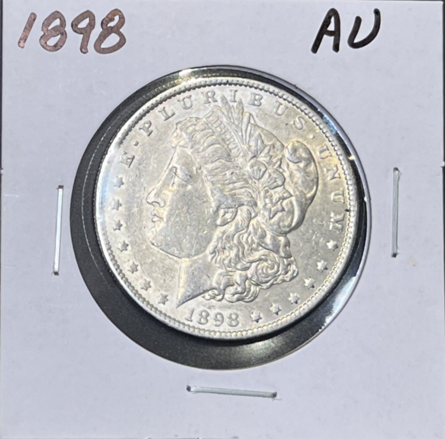 1898 AU Morgan Silver Dollar Shiny Well Struck Finer Details $1 Coin