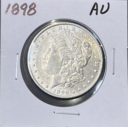 1898 AU Morgan Silver Dollar Shiny Well Struck Finer Details $1 Coin