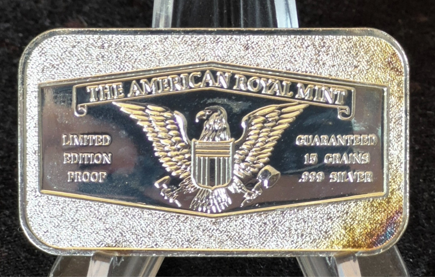 "The General" 15 Grains Vintage Silver Bar from The American Royal Mint, Toned
