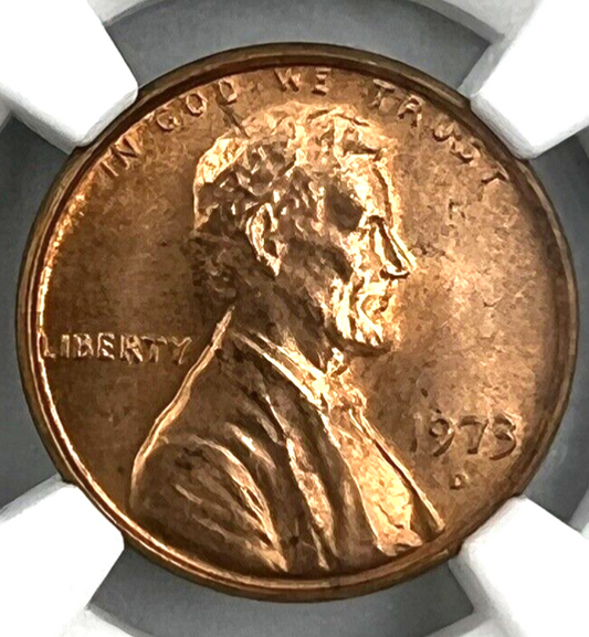 ✅ 1973 D Lincoln Memorial Cent NGC MS 66 RD Scales Label ✅