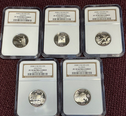 Complete Set SILVER State Quarters & Territories NGC PF70 UCAM  RARE Proof Coins