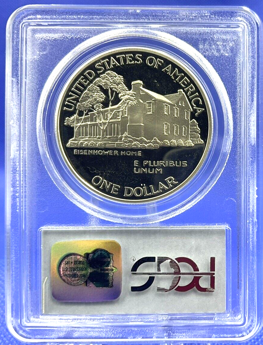 🏆1990-P EISENHOWER Centennial PROOF Silver Dollar Commemorative PCGS PR69DCAM🏆
