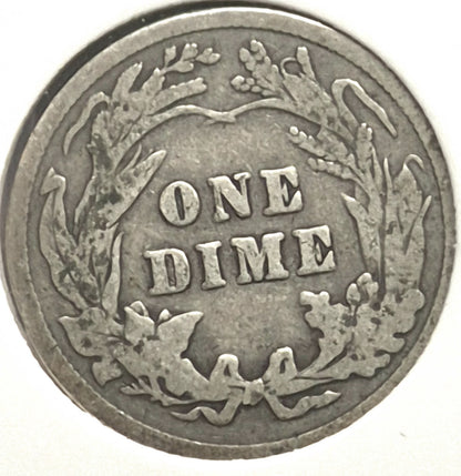 😲 1908 STRIKE ERROR Barber Dime 🥈90% Silver🥈 Very Good Circulated Condition
