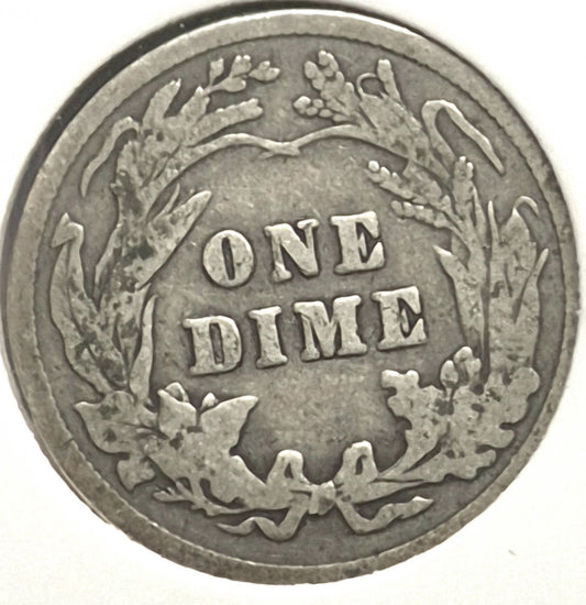 😲 1908 STRIKE ERROR Barber Dime 🥈90% Silver🥈 Very Good Circulated Condition