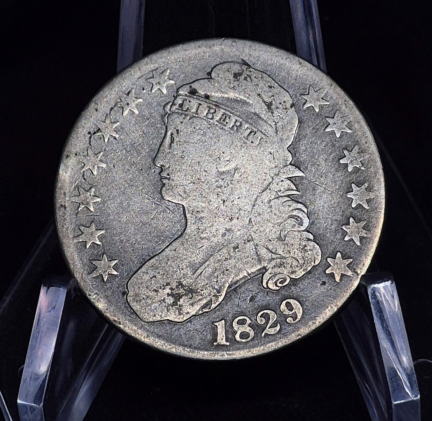 1829 Capped Bust Silver Half Dollar 50C Fine Large Letters Full Motto & Liberty