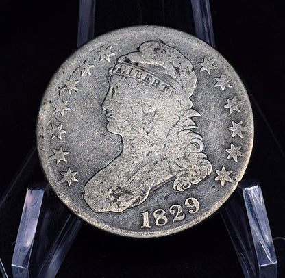 1829 Capped Bust Silver Half Dollar 50C Fine Large Letters Full Motto & Liberty