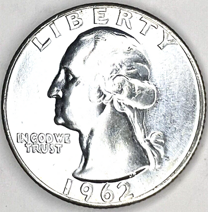 🔥 1962 P GEM BU Washington 90% Silver Quarter US Treasury From OBW Roll Coin