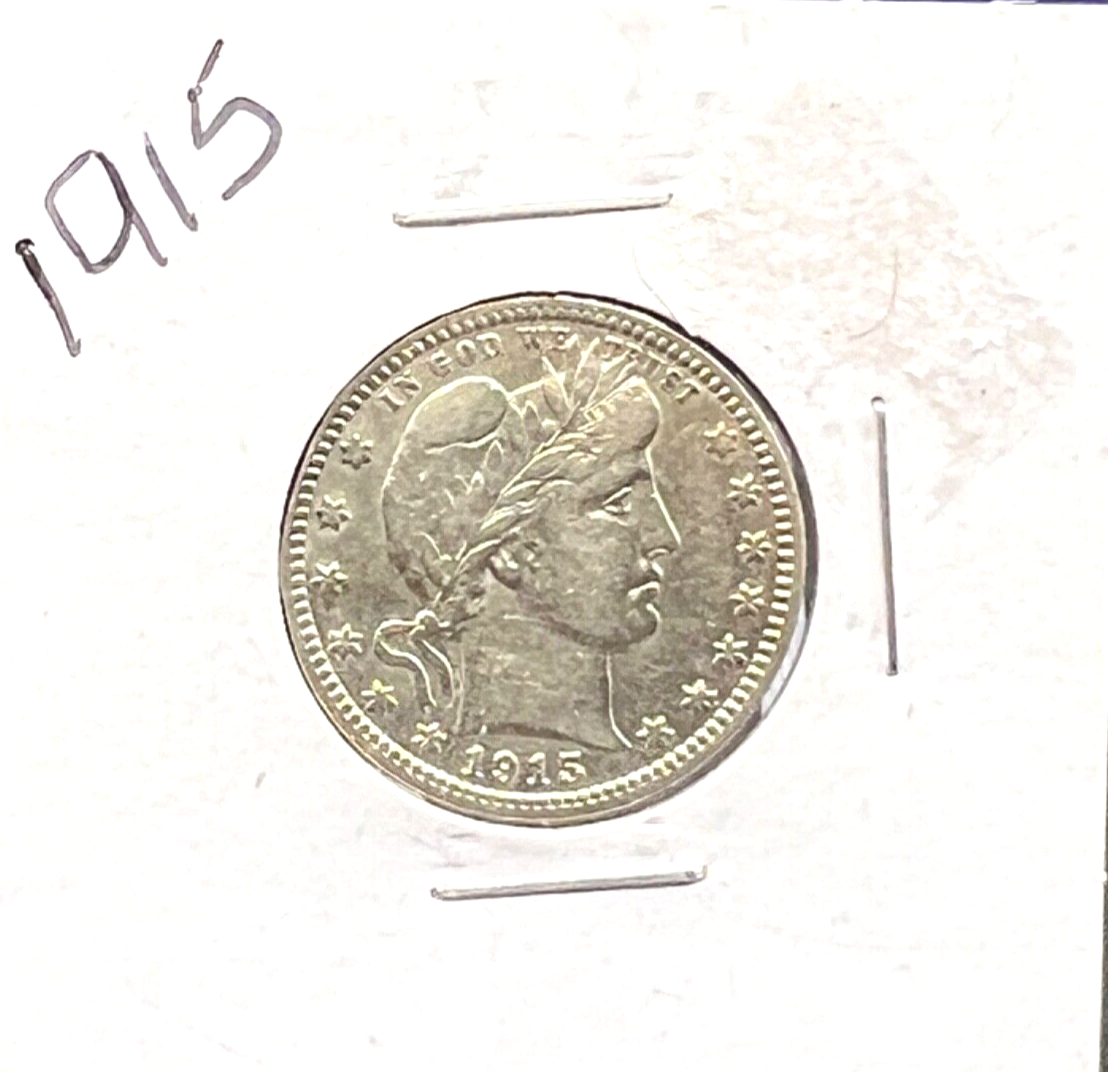 1915 Barber 90% Silver Quarter 25c Very Collectible Bright White Sharp Details
