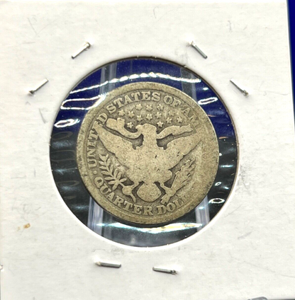 1895 Early Year Barber 90% Silver Quarter 25c Collectible Coin