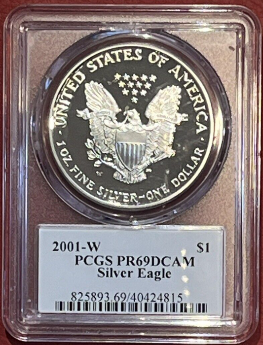 2001-W PROOF American Silver Eagle $1 PCGS PR69 Thomas Cleveland Arrows POP of 8