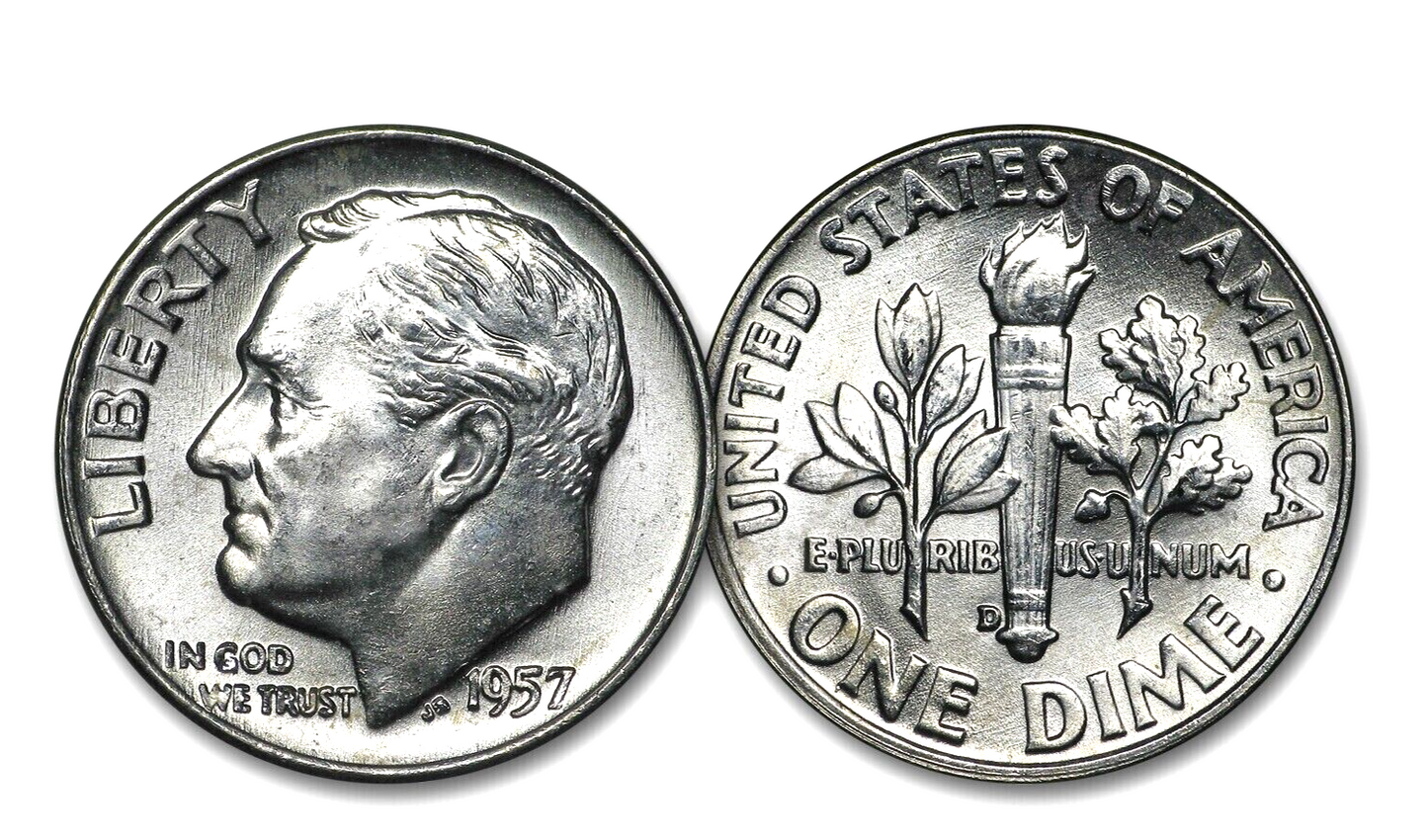 ✅ 1957-D Roosevelt Dime 90% Silver BU Uncirculated 10c US Coin
