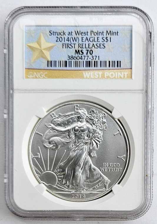 2014(W) American Silver Eagle NGCMS70 FIRST RELEASE West Point Mint .999 Fine