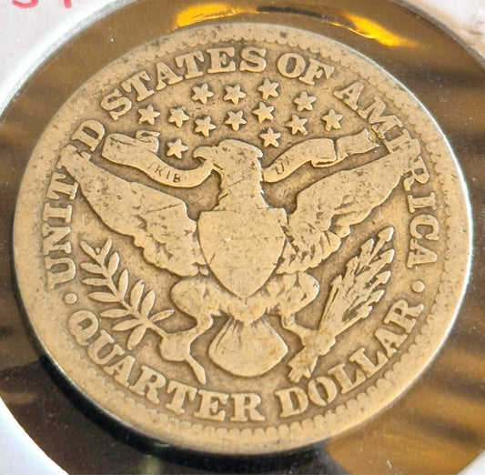 1904 Barber Silver Quarter 90% SILVER Coin Raw Nicer Circulated Condition
