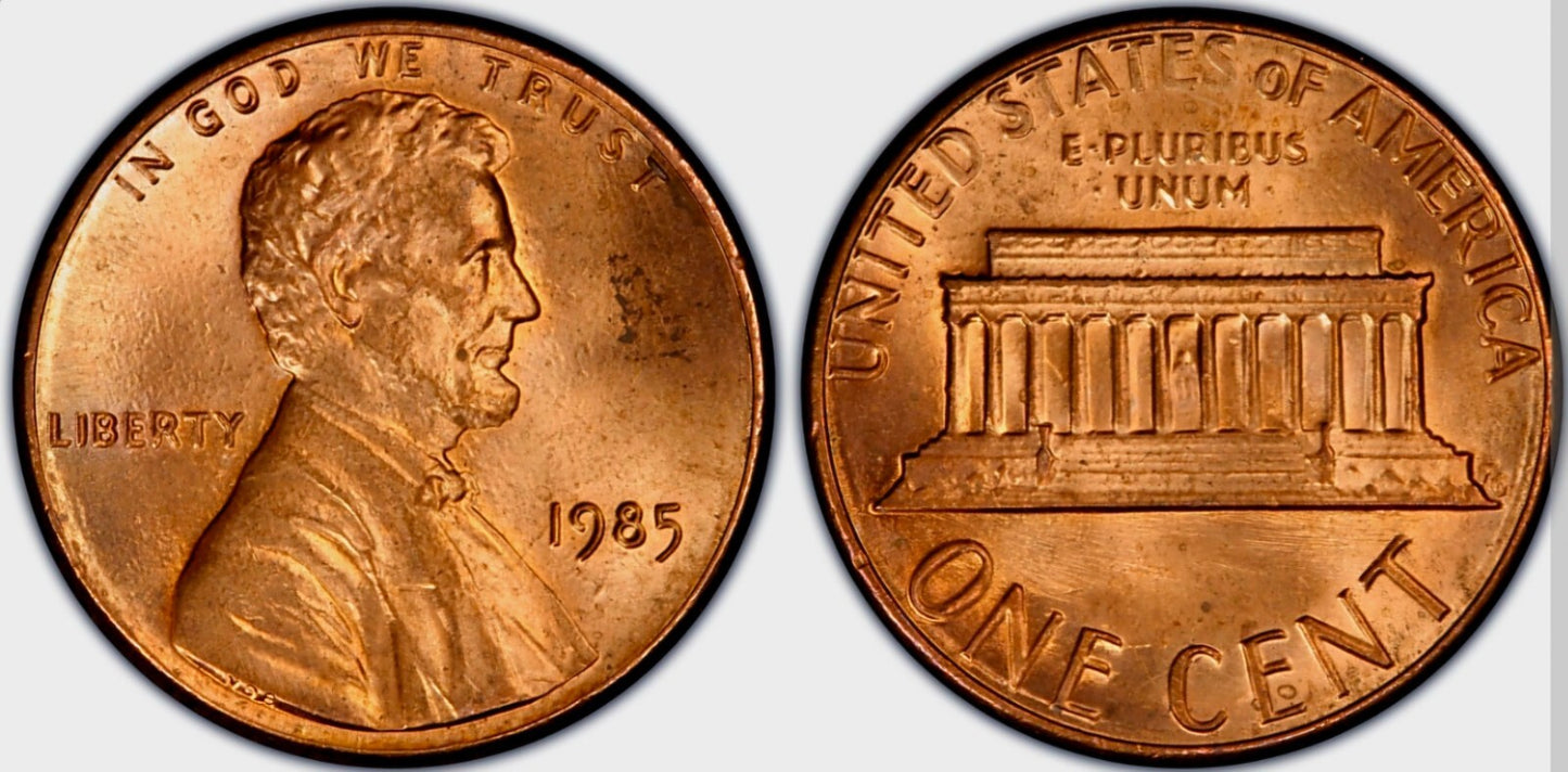 1985 P Lincoln Memorial BU Brilliant Uncirculated 1C From 🔥OBW Bank Roll🔥