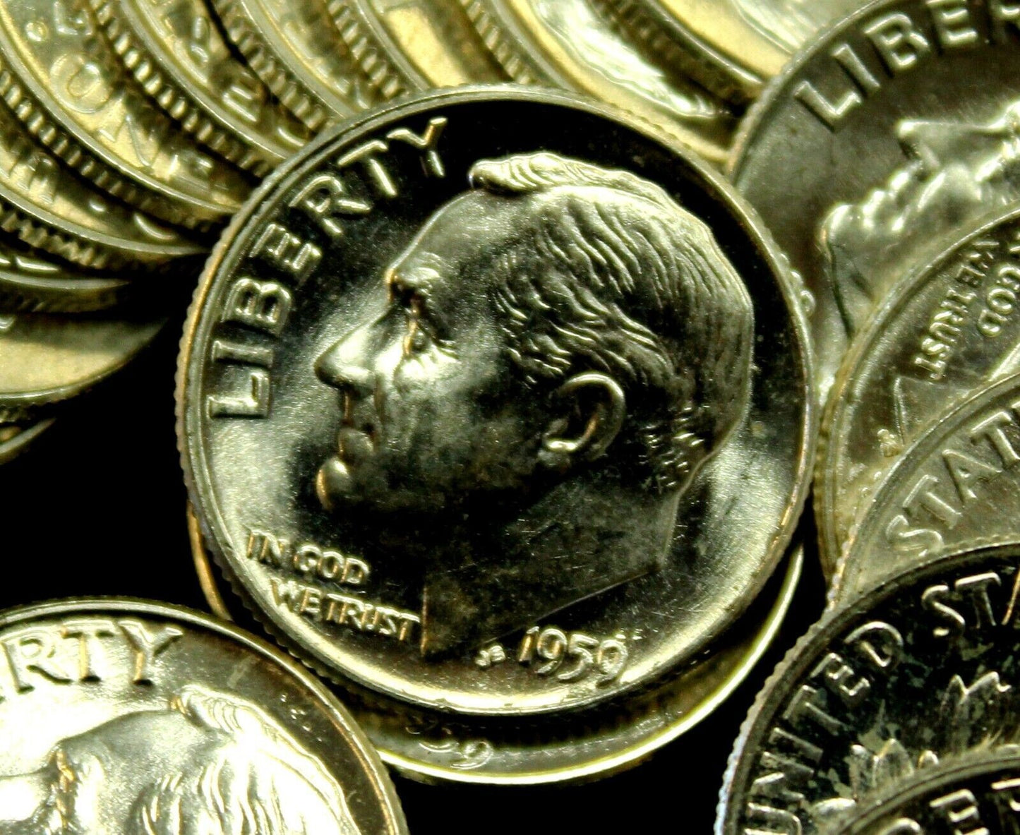 1959P Roosevelt Dime 90% SILVER Gem BU Brilliant Uncirculated Bright White Shiny