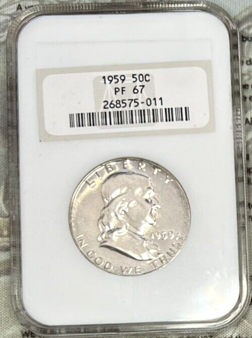 1959 P NGC PF67 Proof Ben Franklin Half Dollar 50c 90% SILVER Old Fatty Holder