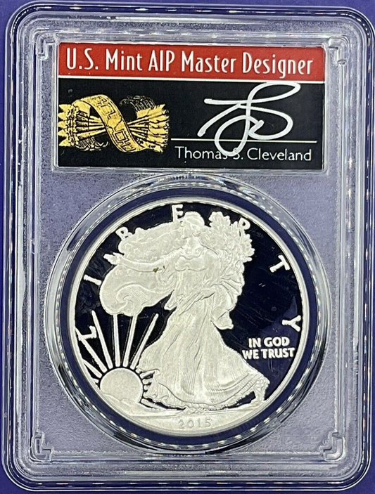 2015-W PROOF American Silver Eagle $1 PCGS PR69 Thomas Cleveland Arrows ⬱ Label