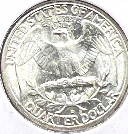 1962-D Washington Quarter 90% Silver 25c Super Shiny White  Coin
