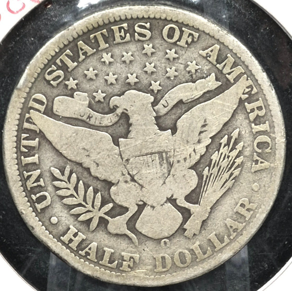 1900 O Barber Half Dollar 90% Silver 50C Very Good Condition Full Rim Part Motto