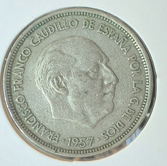 1957  Spain 25 Pesetas Coin