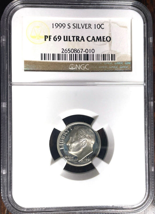 1999 S SILVER ROOSEVELT DIME 10C NGC PF69 ULTRA CAMEO