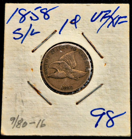 1858 Flying Eagle One Cent Finer Details Small Letter in Vintage Flip Last Year