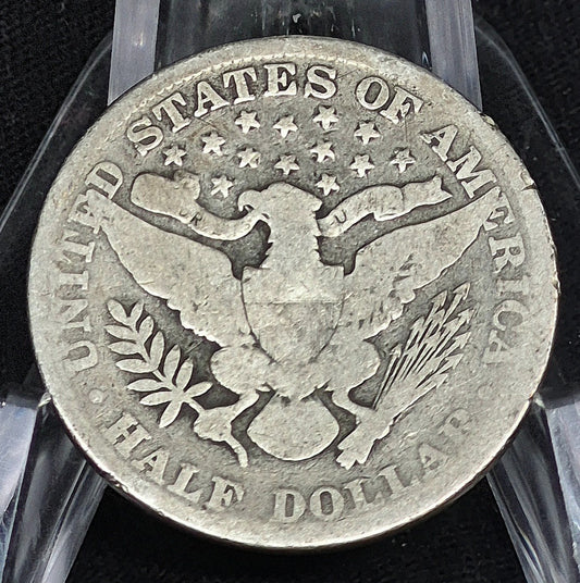 1899 P Barber Half Dollar 90% Silver 50C Good+ Partial Motto