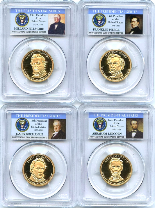2010 S Presidential Dollar Set PCGS PR69DCAM Fillmore Pierce Lincoln Buchanan