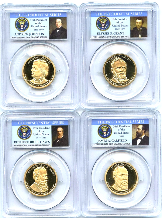 🔥 2011 S Presidential Dollar Set PCGS PR69DCAM Grant Hays Garfield Johnson