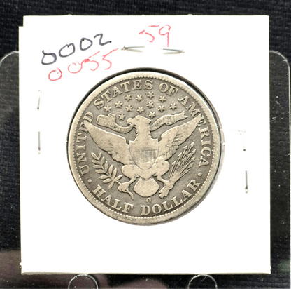 1904 O Barber Half Dollar 90% Silver 50C Partial Liberty, Full Motto, Full Rim