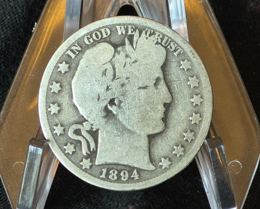 1894 New Orleans Barber Half Dollar 90% Silver 50C Very Good Partial Motto