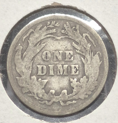 1898 Barber Dime 🥈90% Silver🥈Good Detailed Condition Coin Roller Cheek Scar