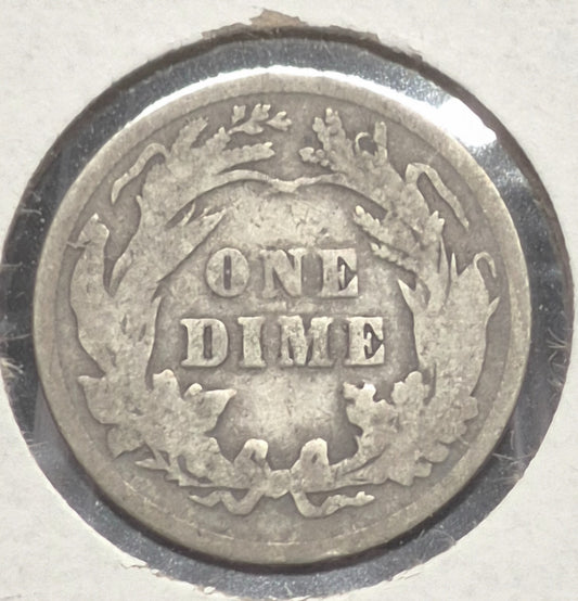 1898 Barber Dime 🥈90% Silver🥈Good Detailed Condition Coin Roller Cheek Scar