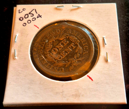 1852 Coronet Large Cent Braided Hair 🔥45 Degree Die Rotation🔥 Partial Liberty