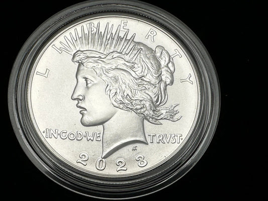 {4 Coin Set}  2023 Morgan & Peace Silver Dollars  Unc & Proof OGP BOX COA .9999