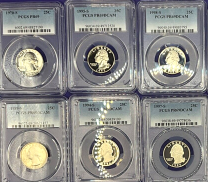 {5} - Graded Washington 25c PROOF COINS  🔥 PCGS PR69DCAM💰1932-2025 Dates  ✅