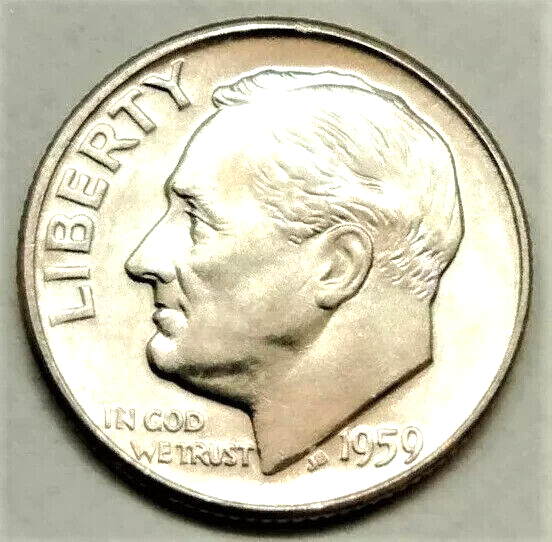 ✅ 1959 D UNCIRCULATED 90% Silver Roosevelt Dime BU from OBW Roll Full Bell Lines