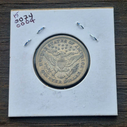 1898 Barber Silver Quarter 90% SILVER Vintage Coin Nicer Circulated Condition