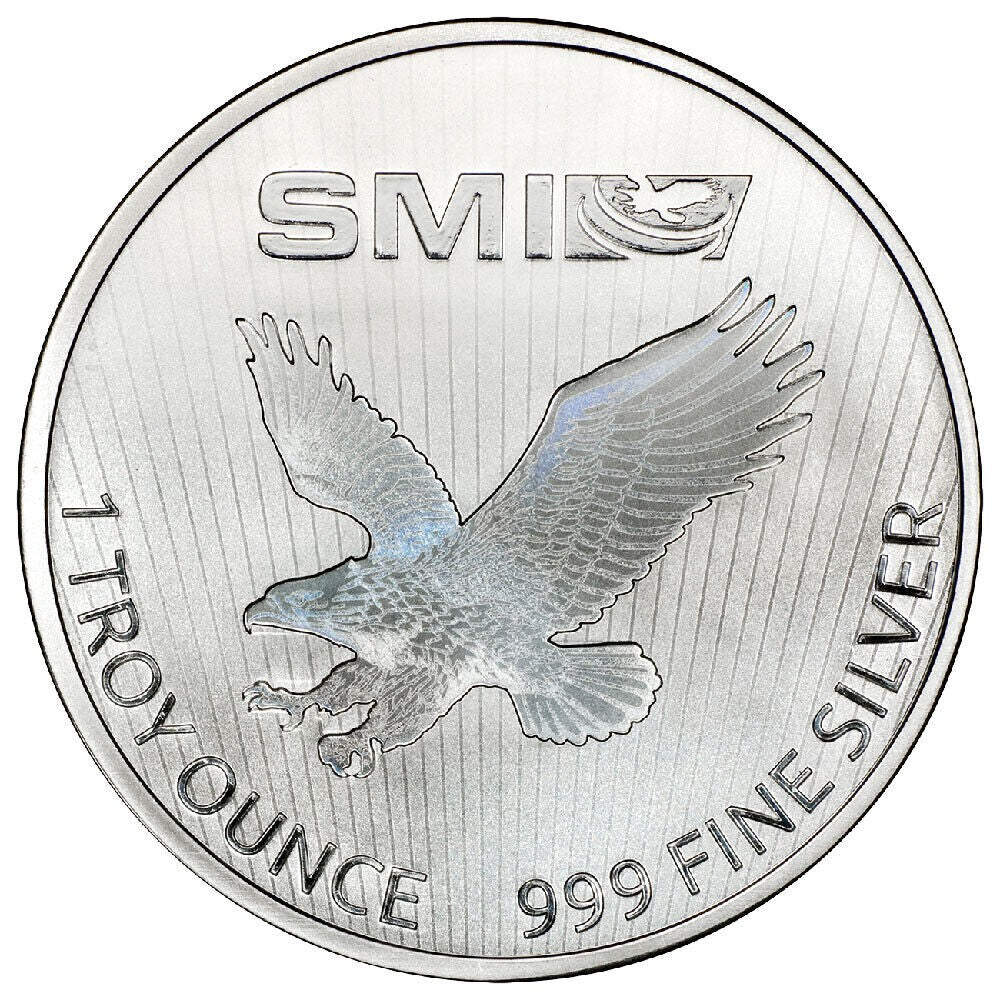 1 Troy oz - 31.1 gm - Sunshine Winged Mercury  .999 Silver Round Eagle Reverse