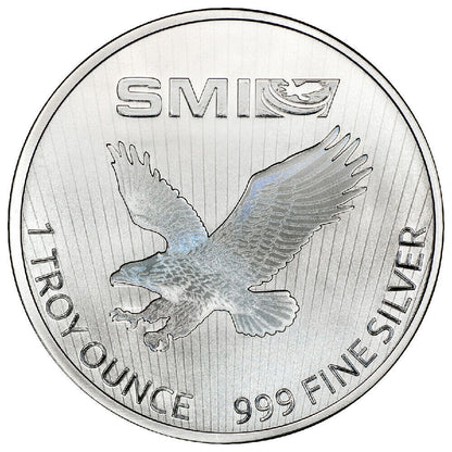 1 Troy oz - 31.1 gm - Sunshine Winged Mercury  .999 Silver Round Eagle Reverse