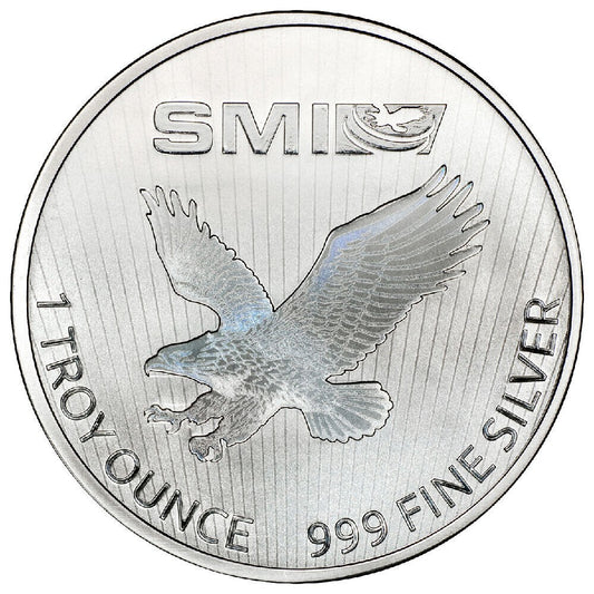 1 Troy oz - 31.1 gm - Sunshine Winged Mercury  .999 Silver Round Eagle Reverse