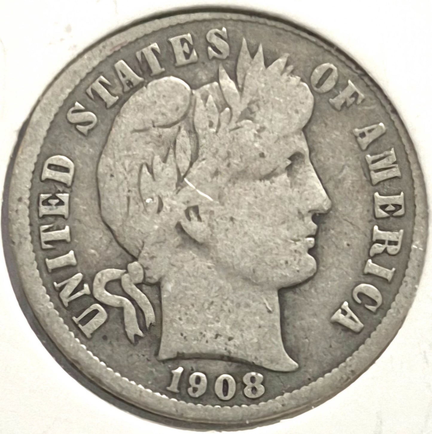😲 1908 STRIKE ERROR Barber Dime 🥈90% Silver🥈 Very Good Circulated Condition