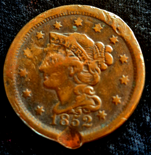 1852 Coronet Large Cent Braided Hair 🔥45 Degree Die Rotation🔥 Partial Liberty